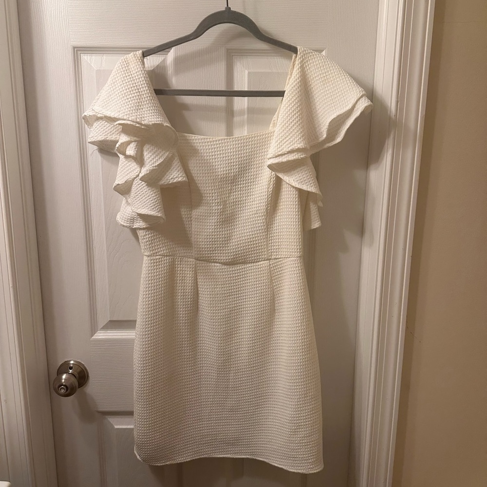 She + Sky White Ruffle Mini Dress - Picture 2 of 6